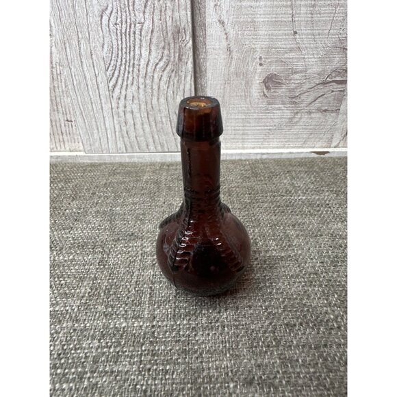 Vintage Ball and Claw Bitters Brown Amber Glass Bottle Vase Rustic Collectible - Picture 3 of 7